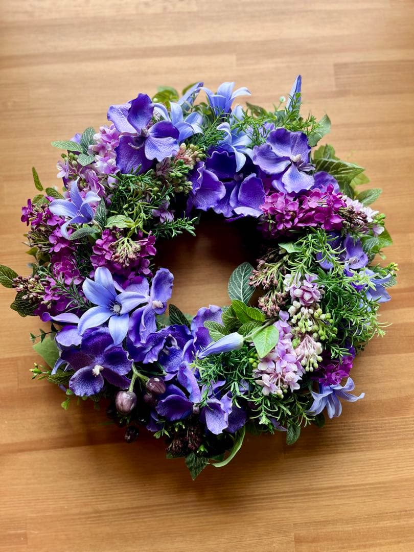 バンダとライラックのリース※アーティフィシャルフラワー(造花)