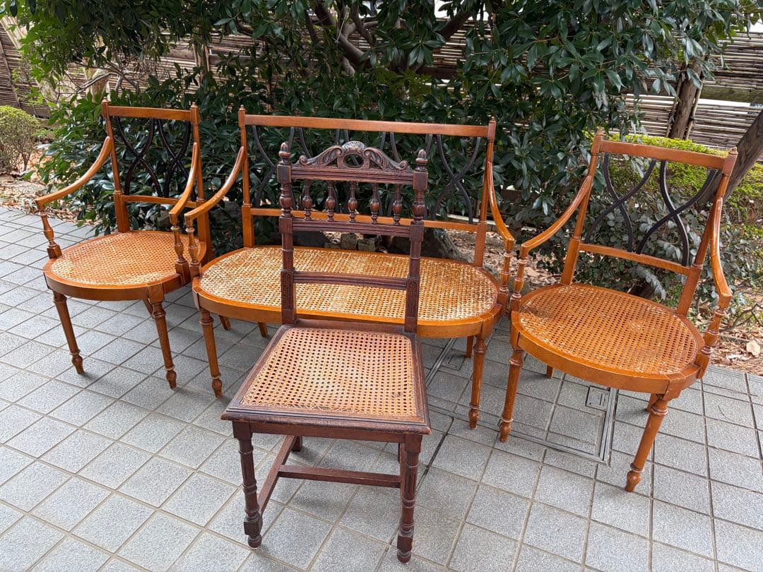 フランスアンティークチェア インテリア 木製椅子 ラタン編み 店舗什器 アンリ