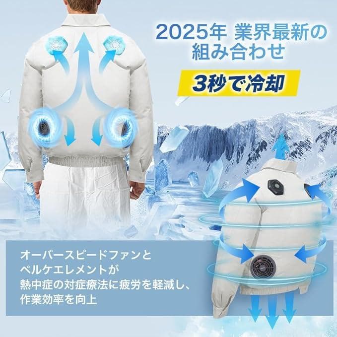 長袖 空調冷却服 ファン付き作業服 強弱モードマルチポケット