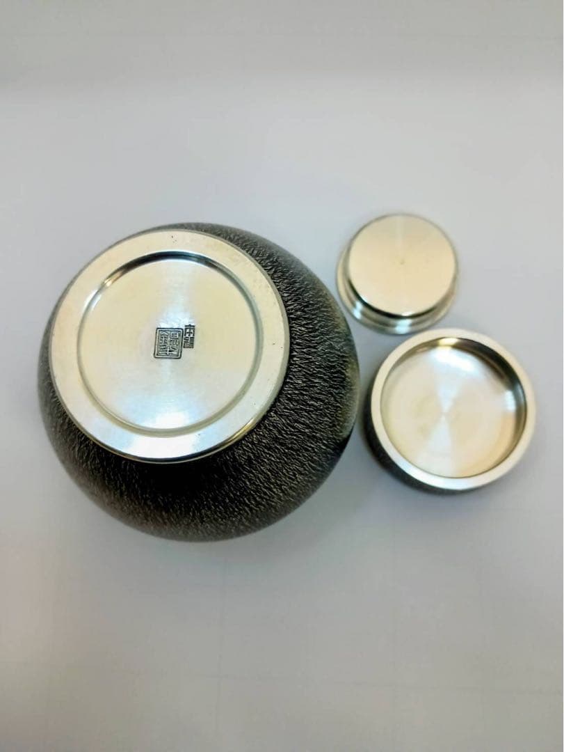 浪華 錫半造 茶器揃 共箱付 煎茶道具一式 急須 茶壷 茶托5客 廃業希少