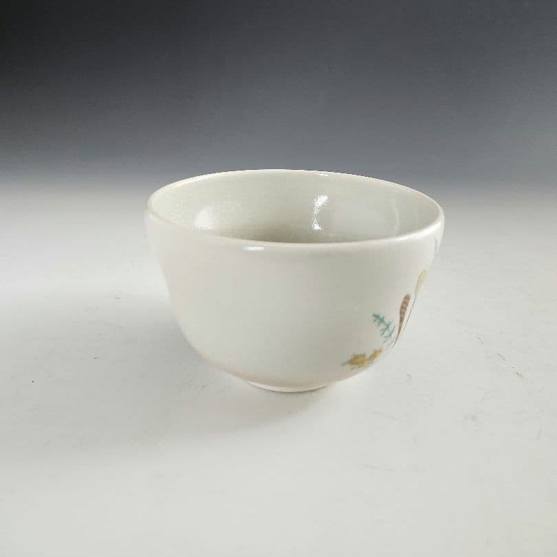 抹茶茶碗　茶碗　木箱入　外箱あり　紙箱付　仁清写　春の道　永豊作　京焼