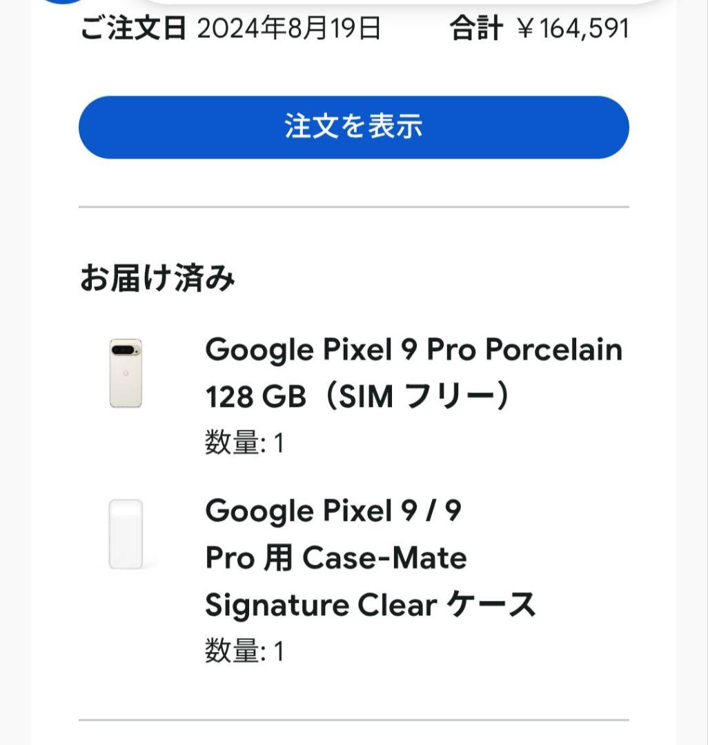 Google Pixel 9 Pro 128GB本体 純正ケース付き