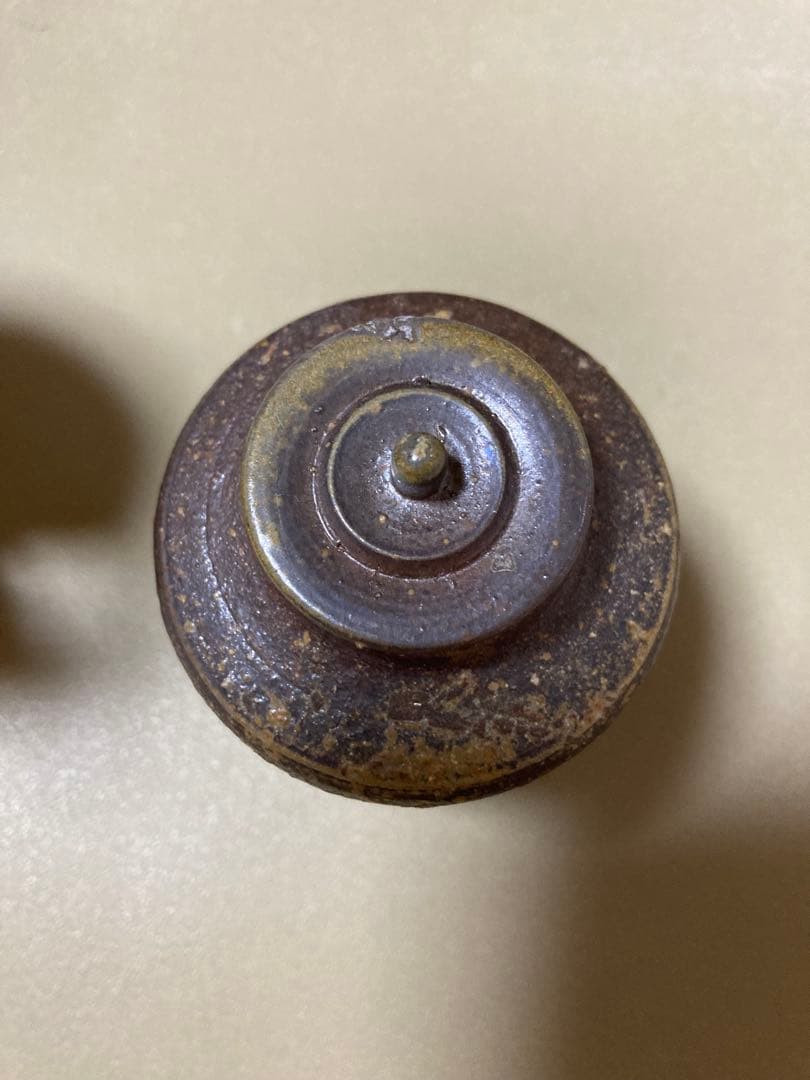 茶入　陶器製茶道具 赤茶色 袋付き