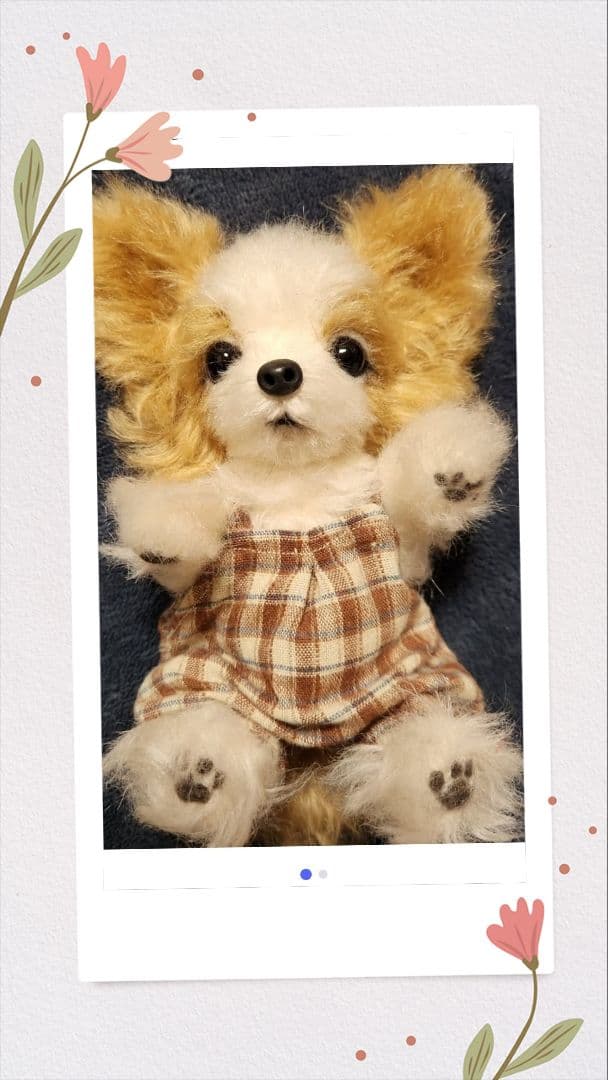 パピヨン　ぬいぐるみ　日本作家様作　犬　イヌ　創作人形
