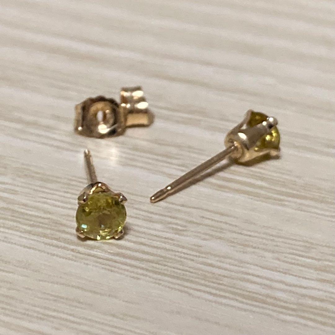 【kr2hkr様】天然石 希少石 宝石質スフェーン4mm ピアス 14kgf