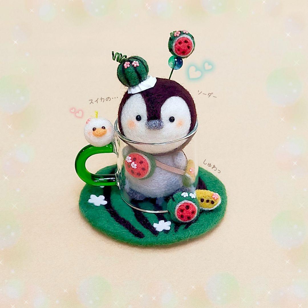 ✿羊毛フェルト✿スイカ✿ペンギンさん✿soda✿