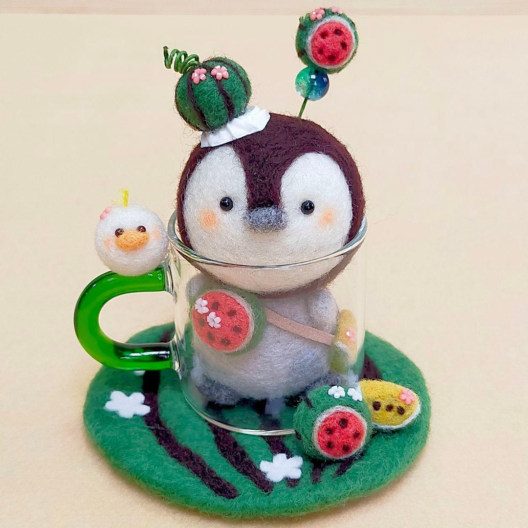 ✿羊毛フェルト✿スイカ✿ペンギンさん✿soda✿