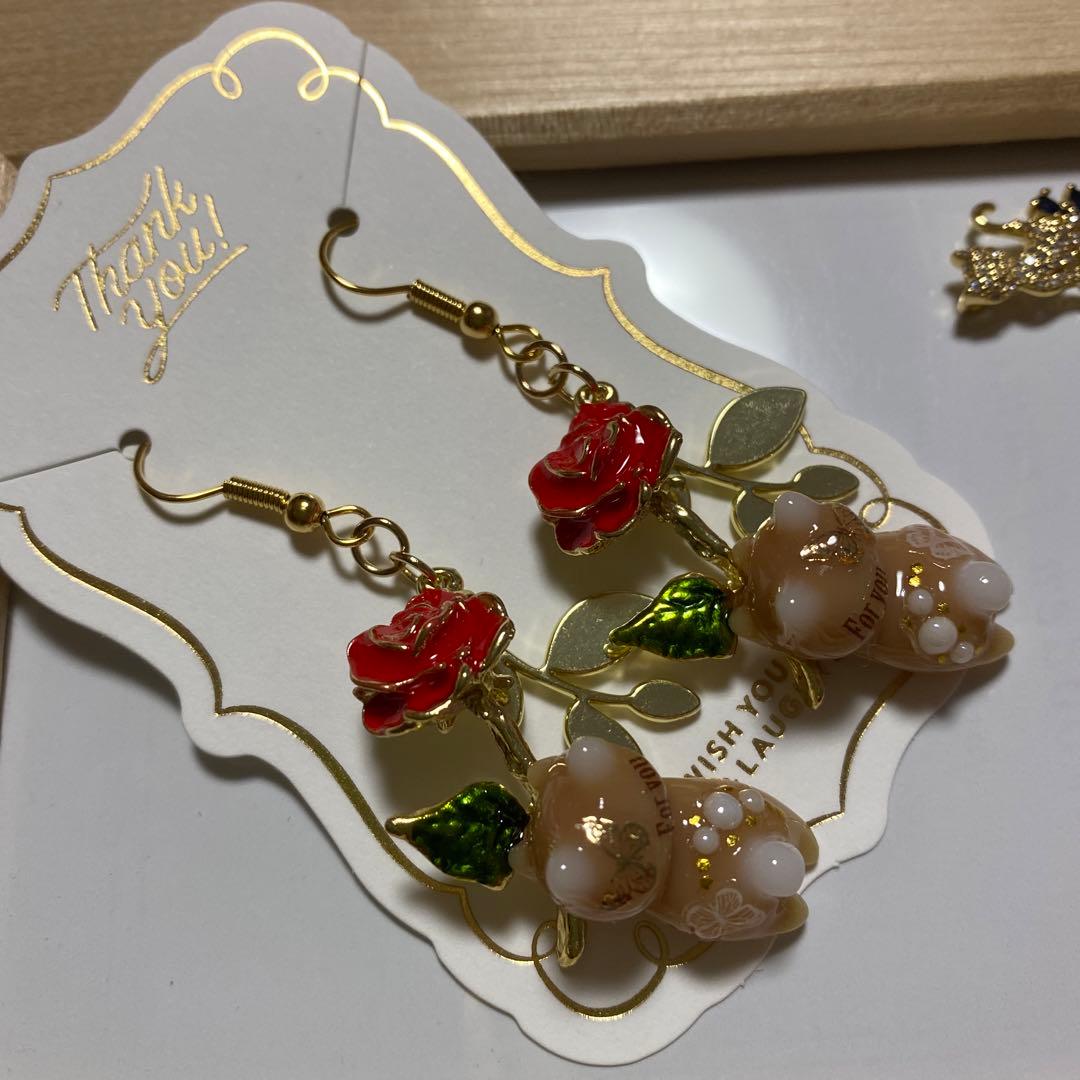 ☆薔薇と猫ちゃんピアス☆B